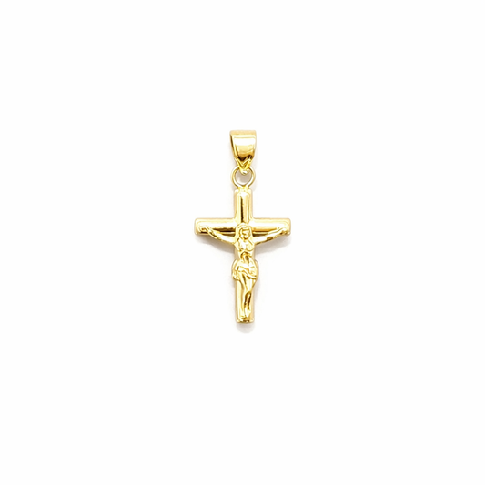 1059- NEW 14K Gold Hollow Crucifix Pendant W.G