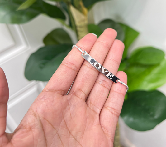 S844- NEW Sterling Silver Love ID Bracelet 8” W.G