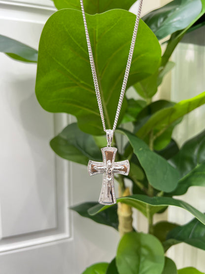 S853- NEW .925 Sterling Silver Fashion Crucifix Pendant W.G