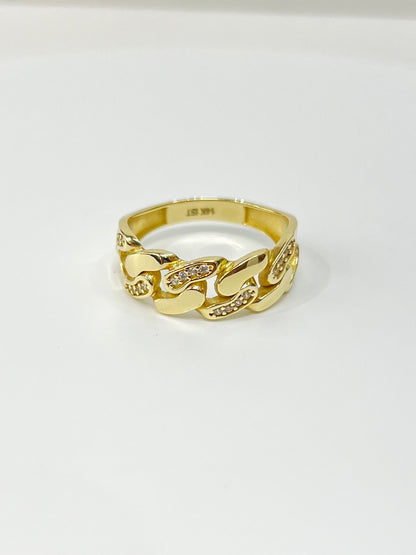 1394- NEW 14K Cuban Link Band Ring W.G