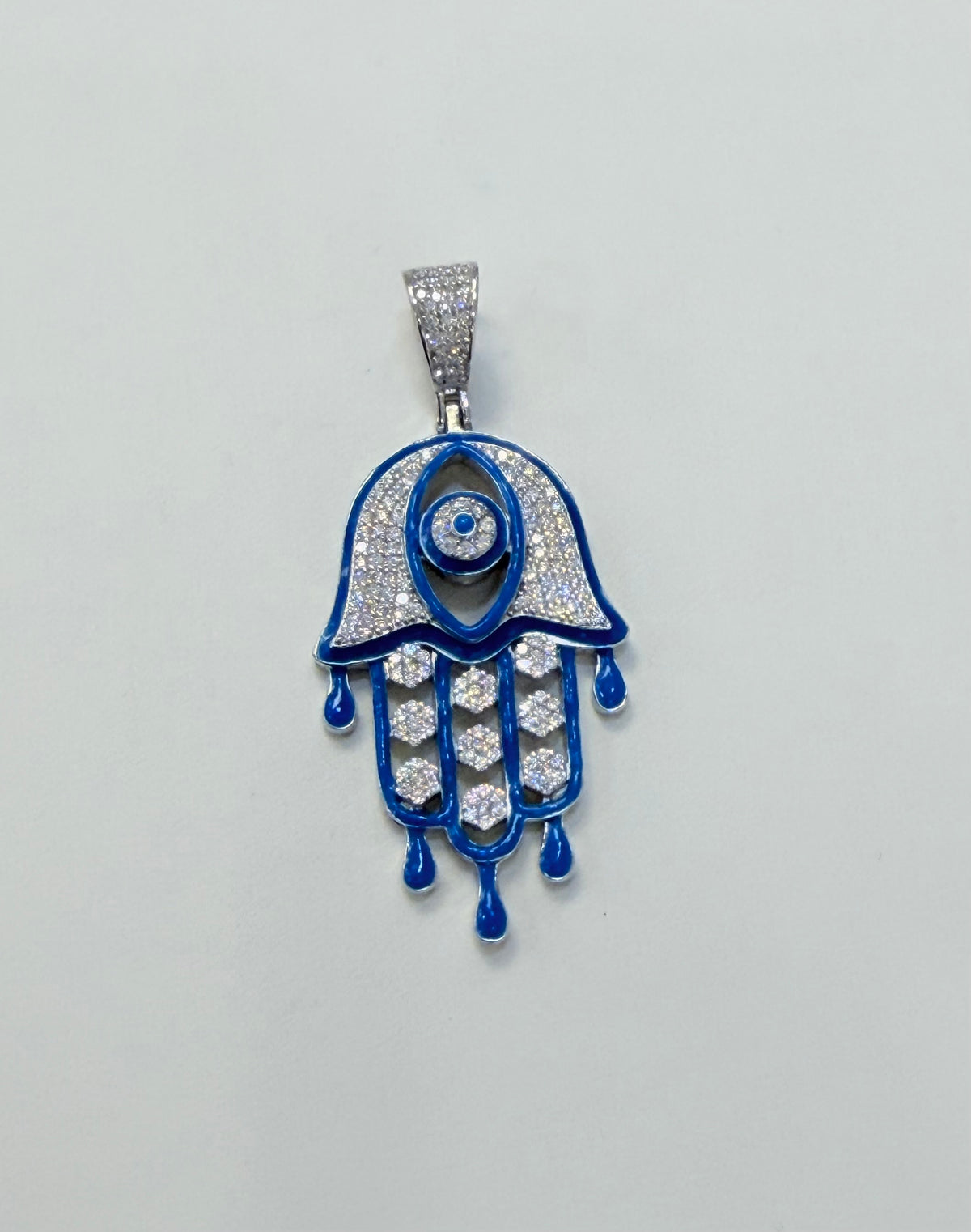 S552- NEW .925 Sterling Silver Hanna Blue Hand Pendant -W.G