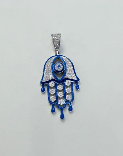 S552- NEW .925 Sterling Silver Hanna Blue Hand Pendant -W.G