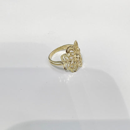 1637- NEW 10K Gold Swirl Flower Ring W.G