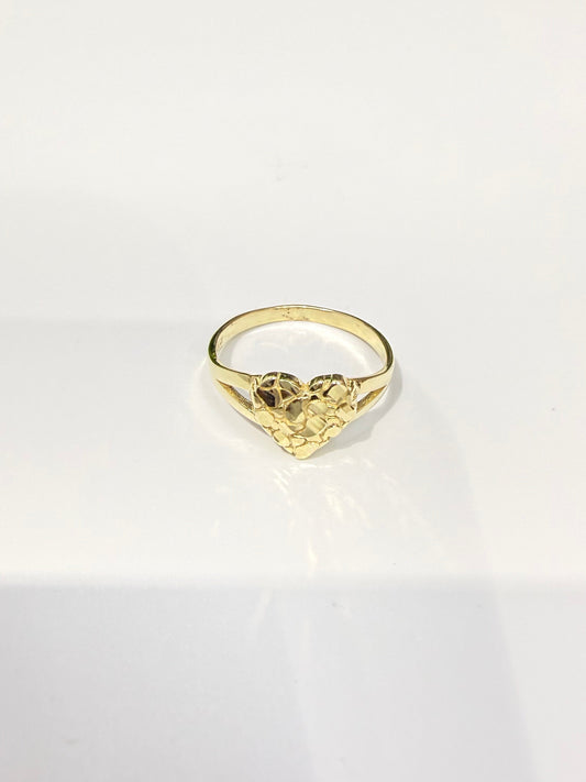 1614- NEW 10K Heart Nugget Ring W. G
