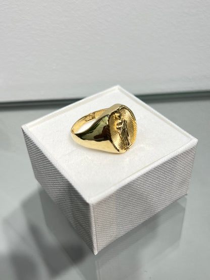 653-NEW 14K St Jude Figure Solid Men's Ring W.G