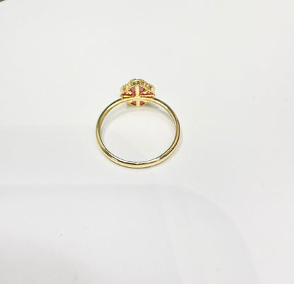 1584- NEW 14K Red Flower Trebol Ring W.G