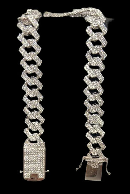 S0011- .925 Sterling Silver Miami Cuban Link Bracelet 8"