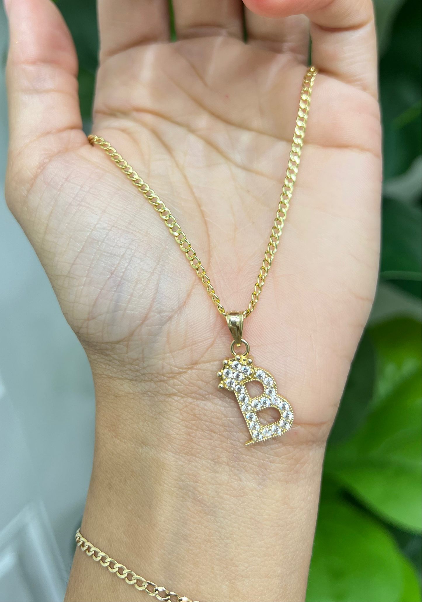 0098- NEW 14K Letter “B” Crown Pendant -W.G