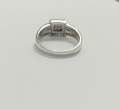 S0017- .925 Sterling Silver Square Men's Ring W.G