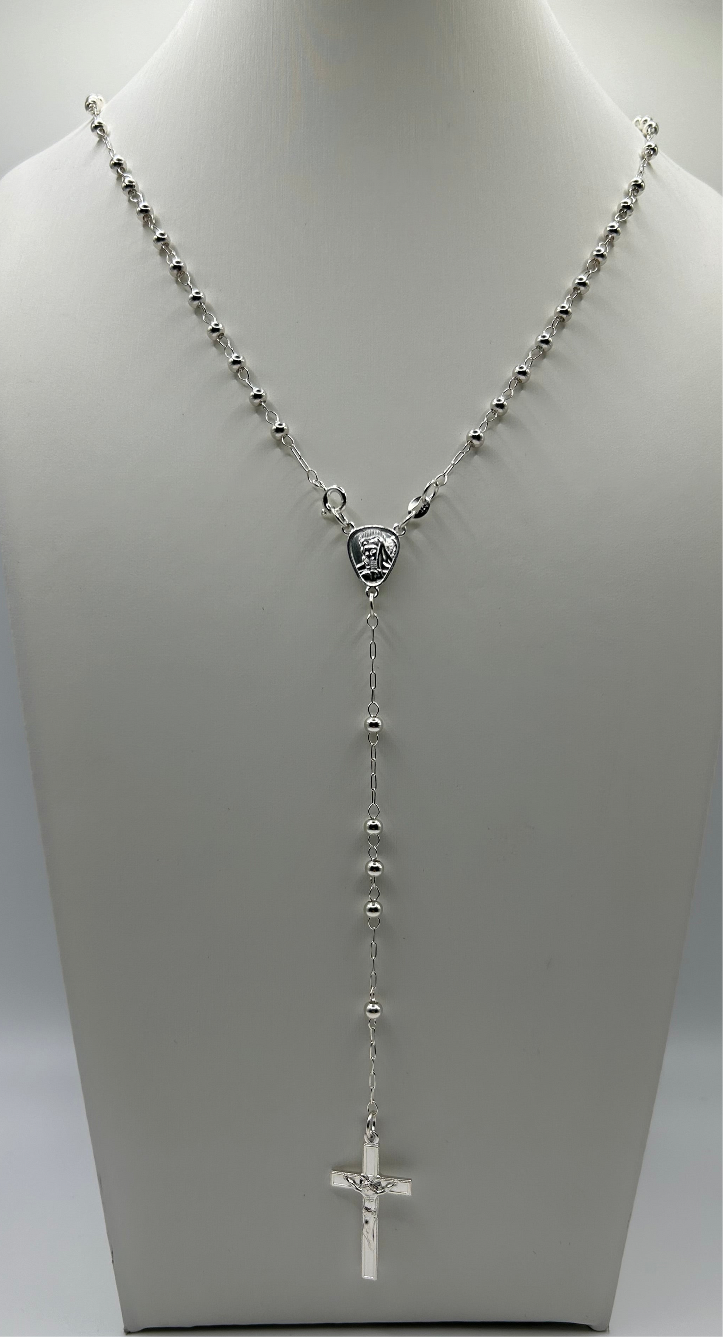 S779- Silver Religious Rosary Chain 24”