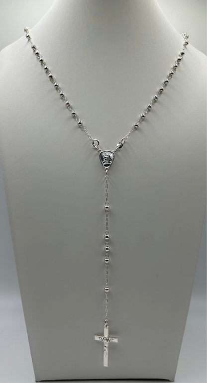 S779- Silver Religious Rosary Chain 24”