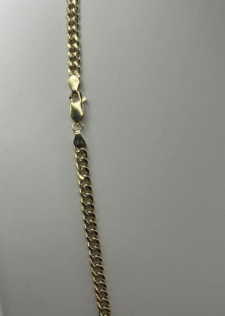 244- NEW 14K Semi Solid Gold Miami Cuban Link (4.57mm) W.G