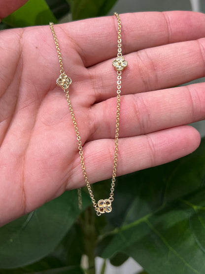 1164- NEW 14K Gold Trebol Necklace (7mm) W.G