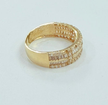 1226- NEW 14K Trio Baguette Cut Wedding Ring Set W.G