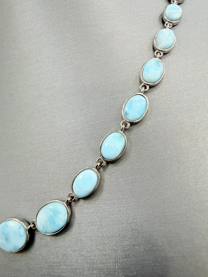 S806- NEW .925 Oval Larimar Necklace (W.G)