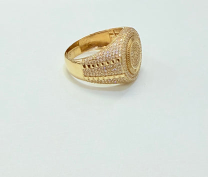 1349- NEW 14K Classic Round Ice Out Men's Ring W.G