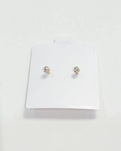 1691- NEW 10K Zirconia Stud Earrings (2mm) W.G