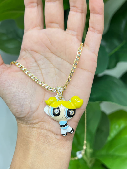 898- NEW 14K Powerpuff Girls Pendant -W.G