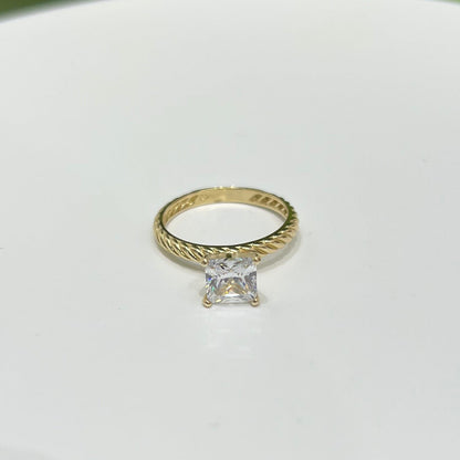 1448- NEW 14K Gold Wedding Square Cz Ring W.G