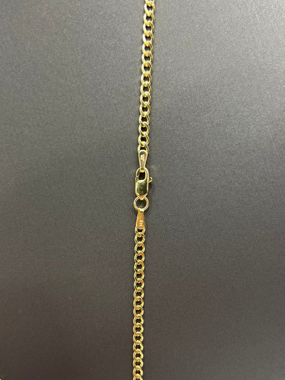 1469- NEW 14K Hollow Cuban Link Chain 18" (2.5mm) W.G