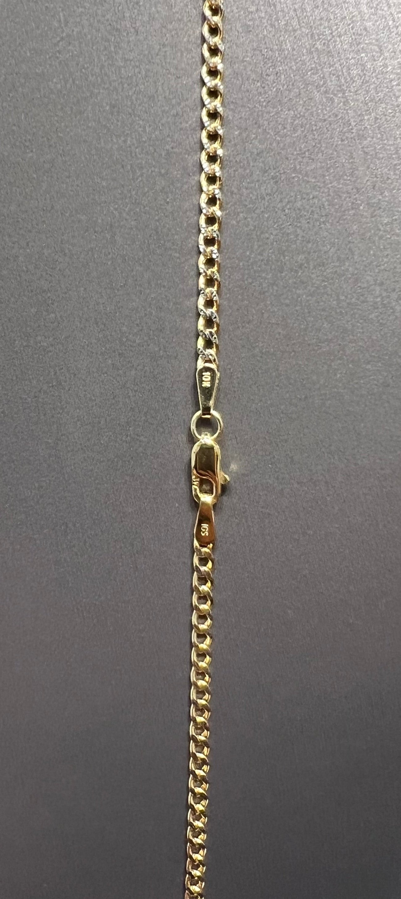 C54- NEW 10K Hollow Cuban Curb Two Tone & Crucifix Pendant SET W.G