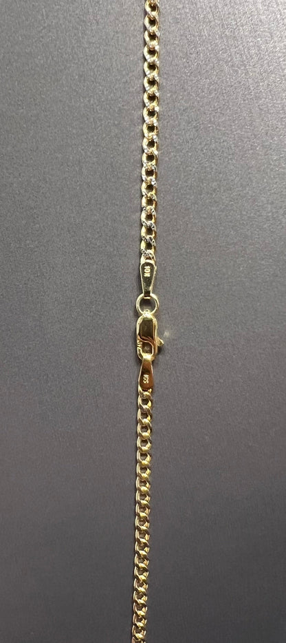 C54- NEW 10K Hollow Cuban Curb Two Tone & Crucifix Pendant SET W.G