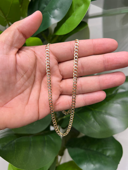 1271- 10K Solid Cuban Curb Chain Two Tone 22" (4.7mm) W.G