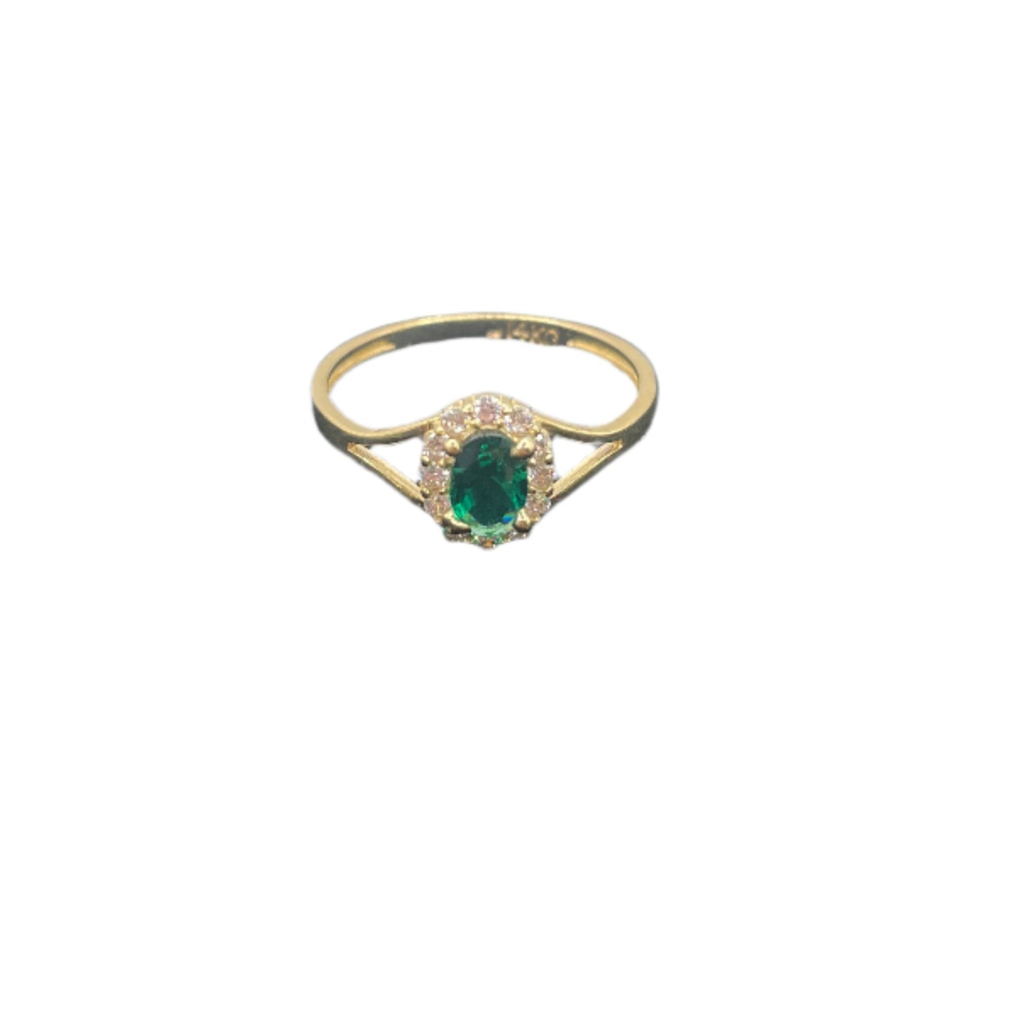 494- 14K Green Stone Ring sz