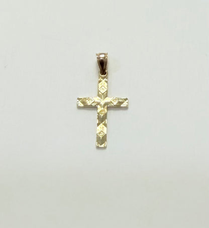 1730- NEW 10K Gold Nugget Cross Pendant W.G