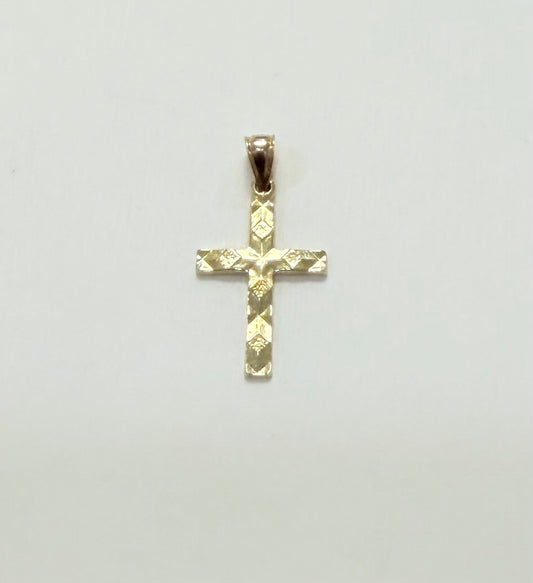 1730- NEW 10K Gold Nugget Cross Pendant W.G