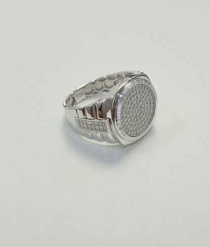 S1141- .925 Sterling Silver Ice Out Round Men’s Ring W.G