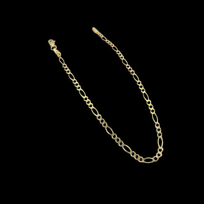 519- 14K Yellow Gold Figaro Bracelet 7”