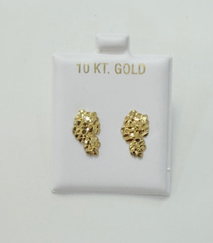 1718- NEW 10K Nugget Stud Earrings W.G