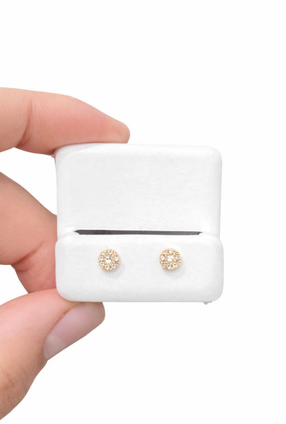 D6- NEW 10K Round Natural Full Diamond 💎 Stud Earrings (0.38ct)W.G