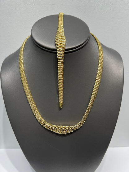1267- 10K Princess Cut Chain & Bracelet Set / Cadena y Pulsera Corte Princesa