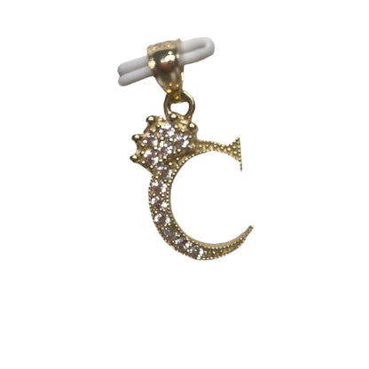 0099- 14K Letter “C” Pendant With Stones