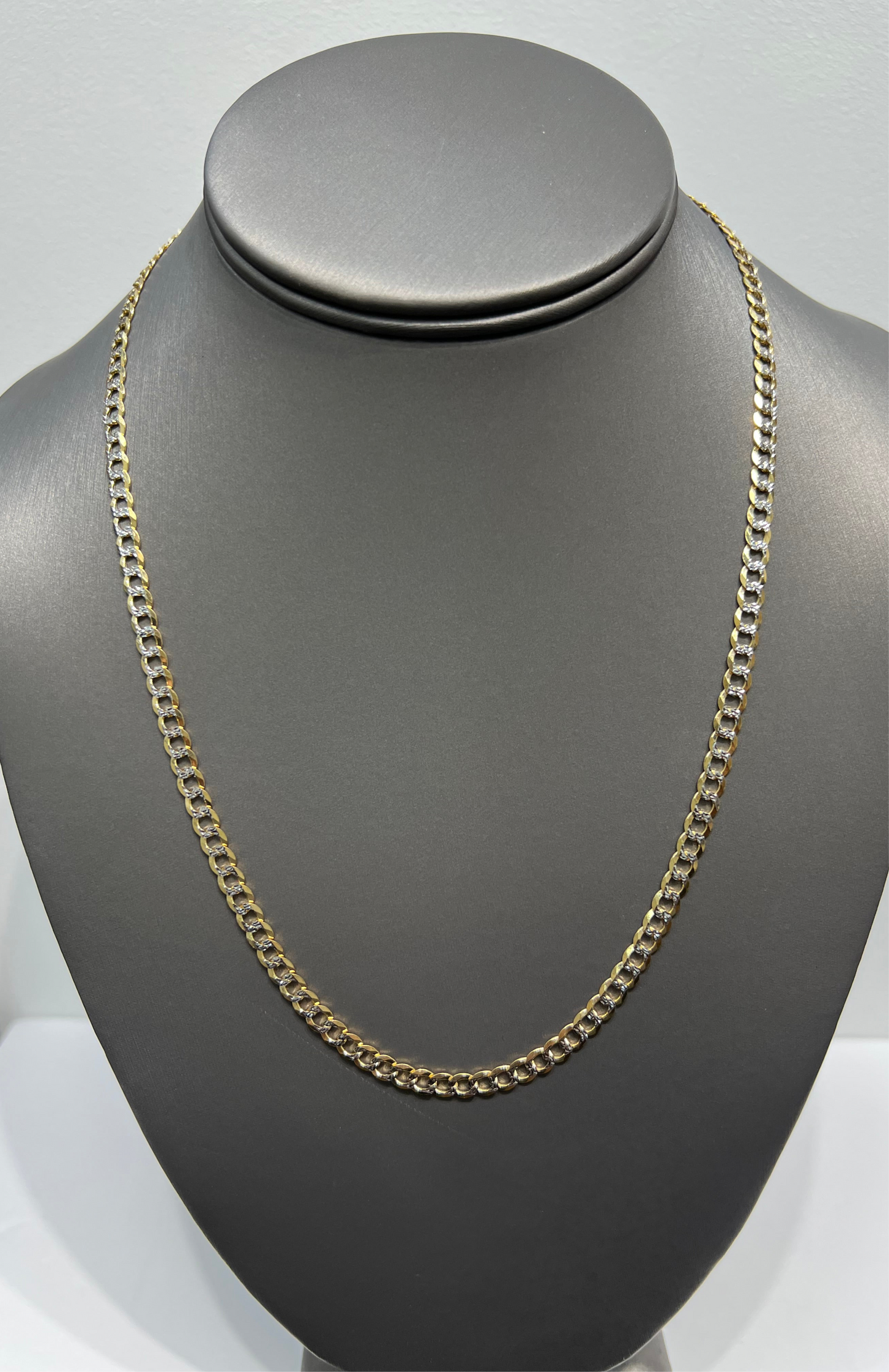 1271- 10K Solid Cuban Curb Chain Two Tone 22" (4.7mm) W.G
