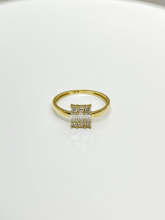 1471- NEW 14K Square Shape Baguette Cut Ring W.G