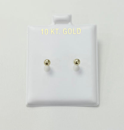 1758- NEW 10K Ball Stud Earrings (4mm) W.G