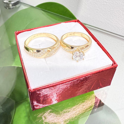 1126- NEW 14K Gold Wedding Rings Set W.G