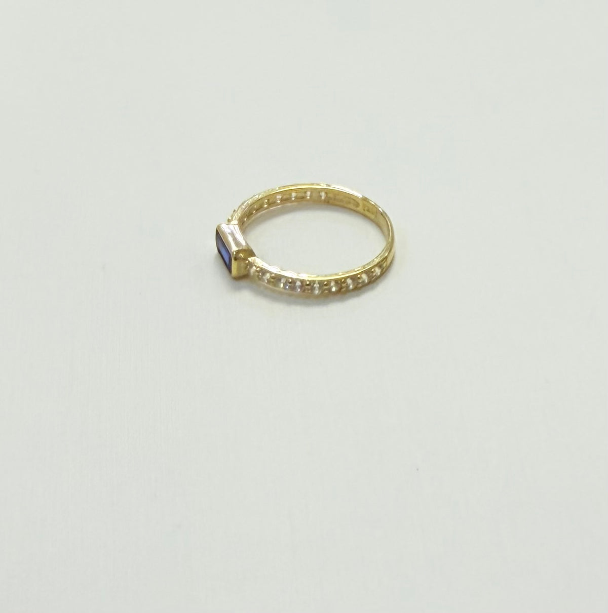 1707- NEW 10K Blue Square Sapphire Band Ring W.G