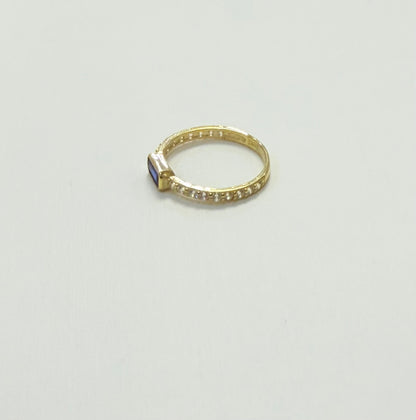 1707- NEW 10K Blue Square Sapphire Band Ring W.G