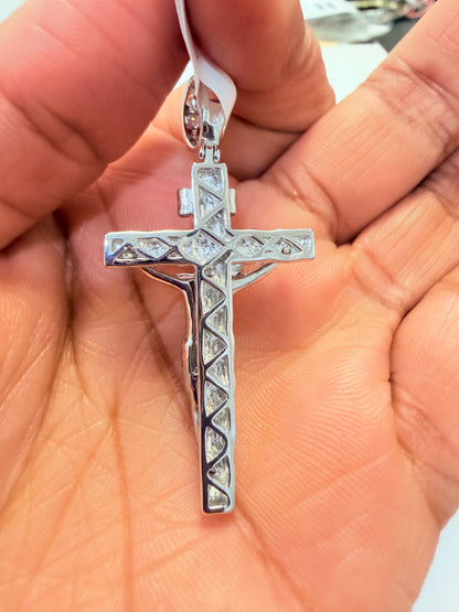 S859- NEW .925 Crucifix Fashion Pendant (21x12mm) W.G