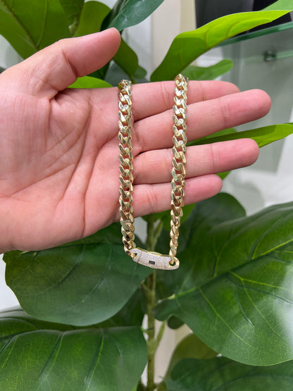 1238- NEW 14K Hollow Cuban Monaci Chain (9mm) W.G