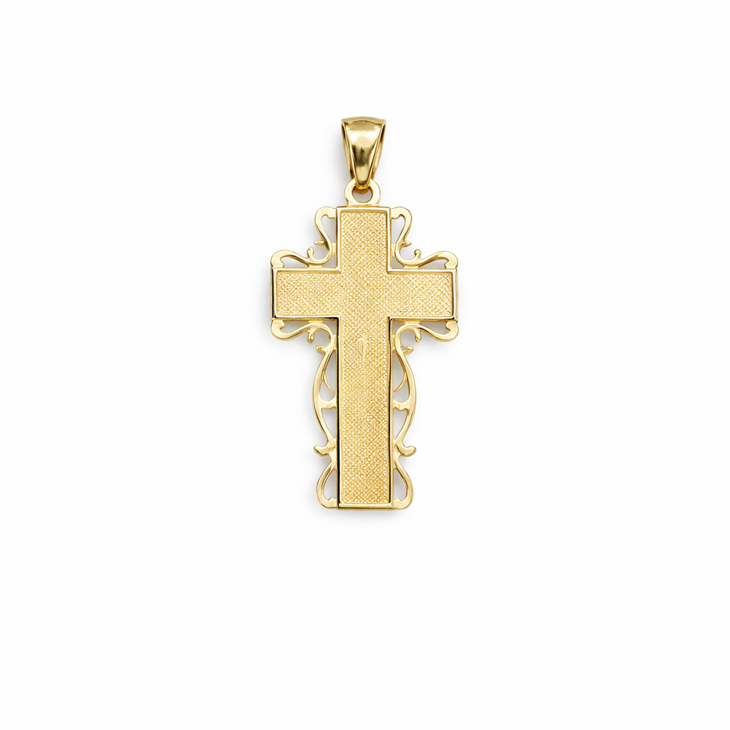 1569- NEW 10K Gold Crucifix Pendant W.G