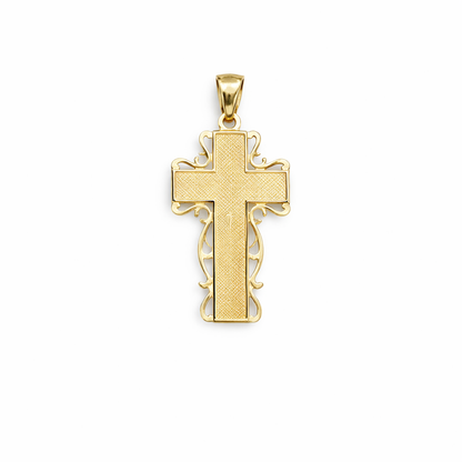 1569- NEW 10K Gold Crucifix Pendant W.G