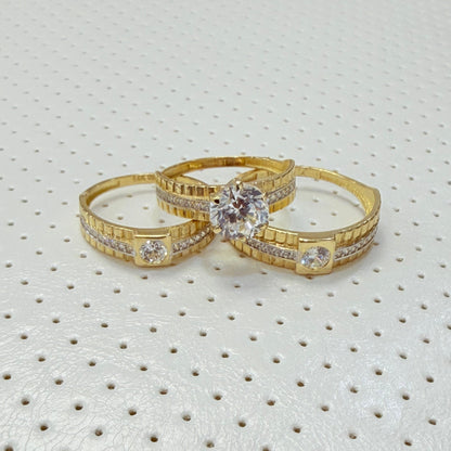 1809- NEW 14K Gold Wedding Rings Trio W.G