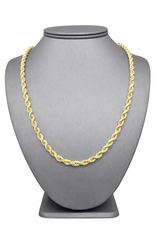1553- NEW 10K Hollow Rope Chain 26” (5.2mm) W.G