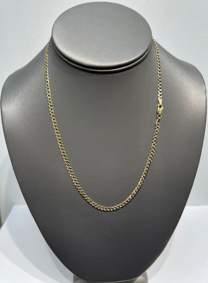1323- NEW 10K Solid Cuban Curb Chain Two Tone 18” (3.6mm) W.G