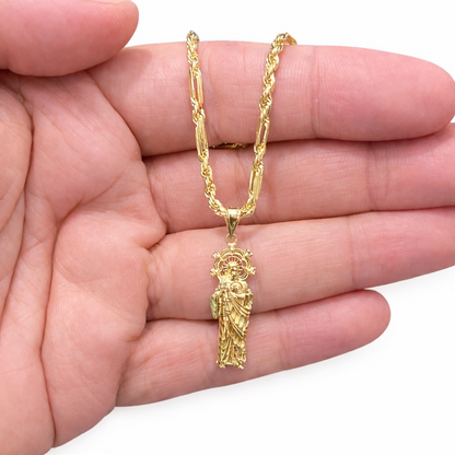 1283- NEW 10K Gold St Jude with Crown Pendant / Medalla San Judas W.G